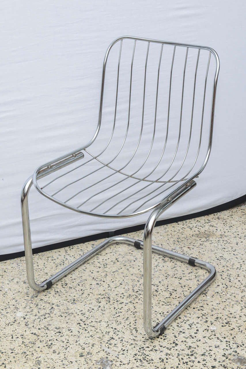 Pair of Italian Chrome Wire Chairs, Italy Late 1960s at 1stDibs