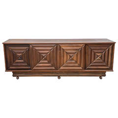 French Modern Dark Walnut Four-Door Credenza or Buffet, Style of Maxime Old 10
