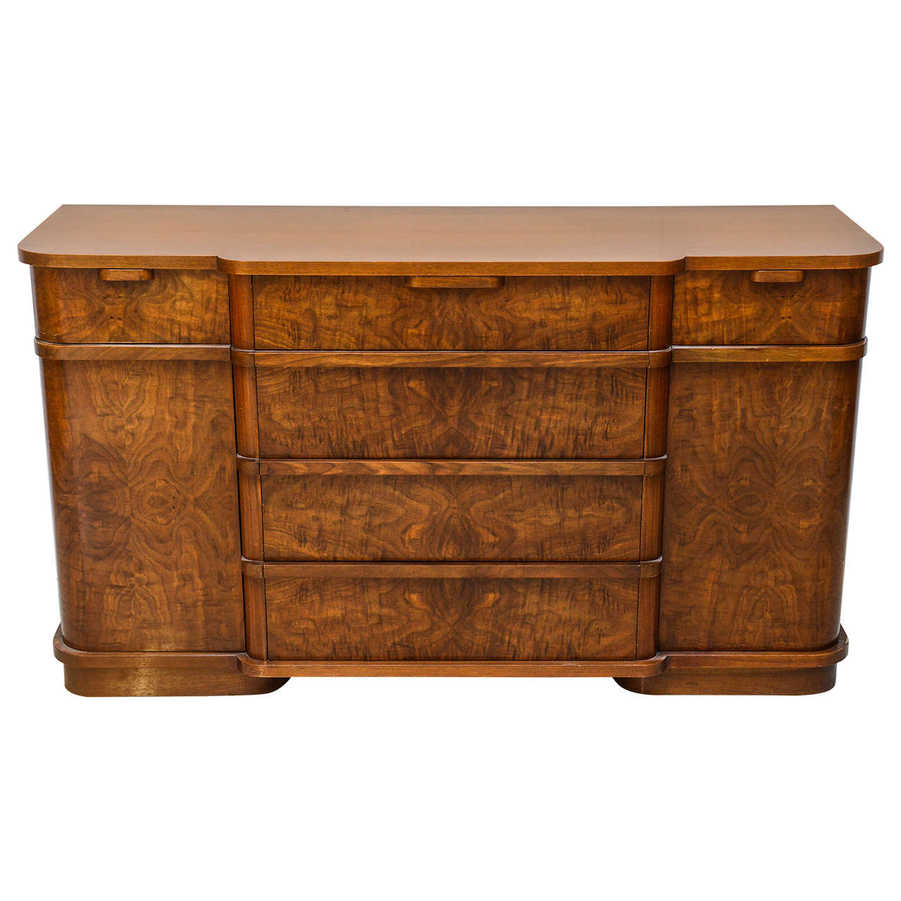 Late Art Deco Flame Mahogany Sideboard or Buffet, France