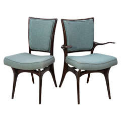 Set of Four American Modern Dark Walnut Dining Chairs, Vladimir Kagan