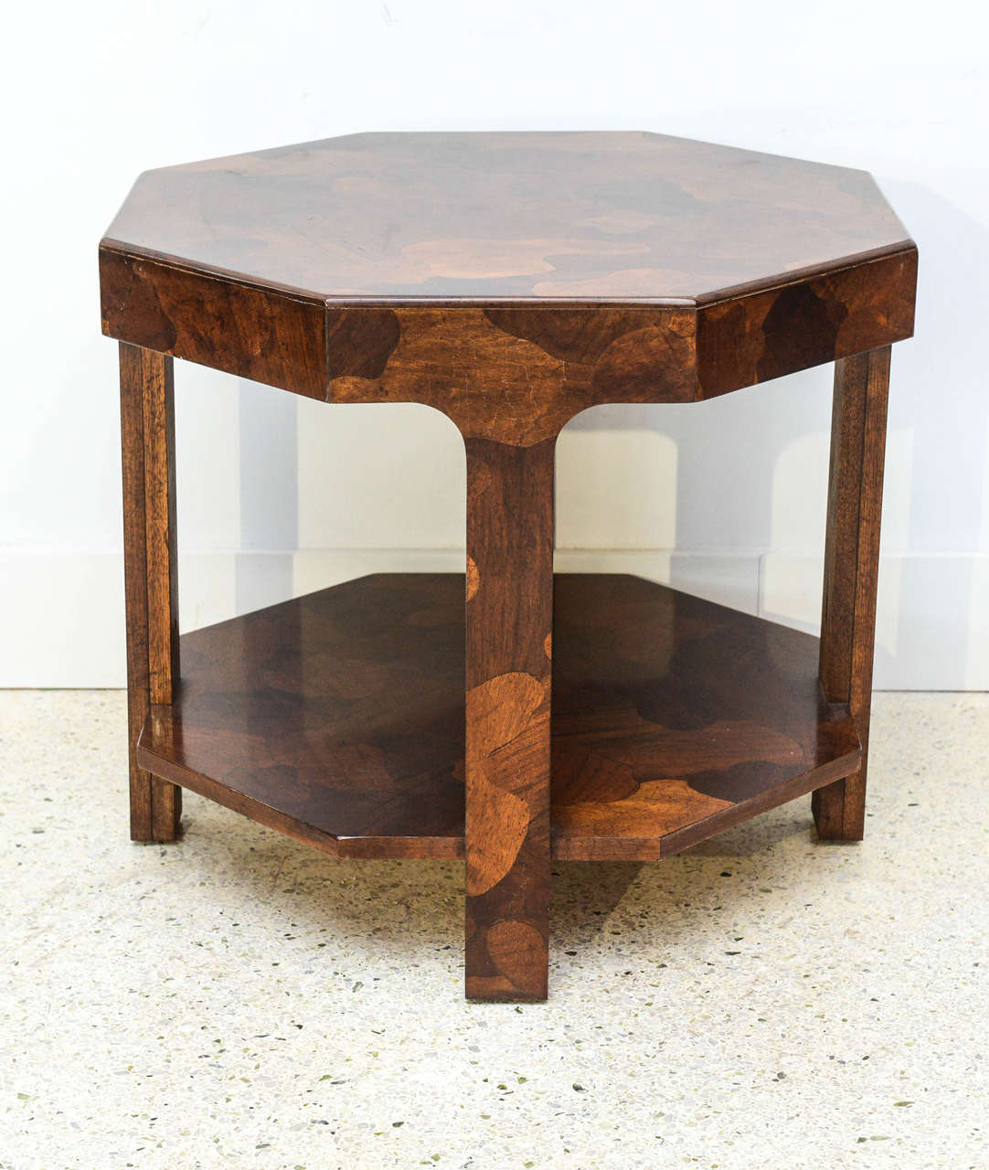 Mid-20th Century American Modern Inlaid Mixed Wood Octagonal Table, American of Martinsville