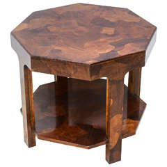 American Modern Inlaid Mixed Wood Octagonal Table, American of Martinsville