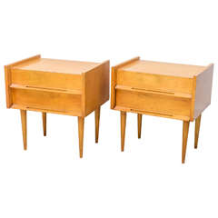 Pair of American Modern Birch Bedside Cabinets, Sir Edmond Spence 12