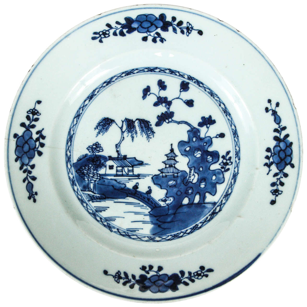 Chinese Blue and White Porcelain Plate, 19th Century