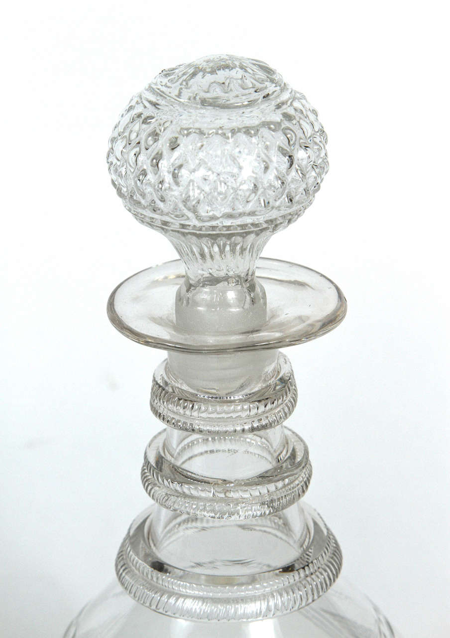 19th Century Pair of English Georgian Period Cut Crystal Decanters For Sale