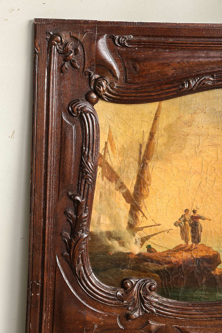 French 19th Century Overmantel Trumeau with Original Oil Painting on Canvas For Sale
