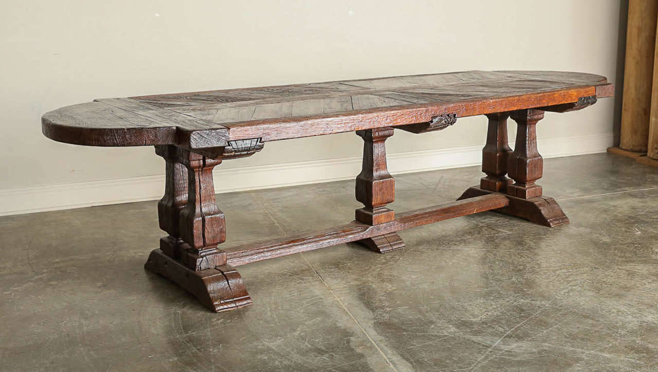Unusual trestle style with rounded ends; strong with great character.

Established in 1979, Joyce Horn Antiques, ltd. continues its 36 year tradition of being a family owned and operated business specializing in hand procured, fine European