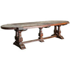 19th Century French Monastery Style Trestle Table in Oak