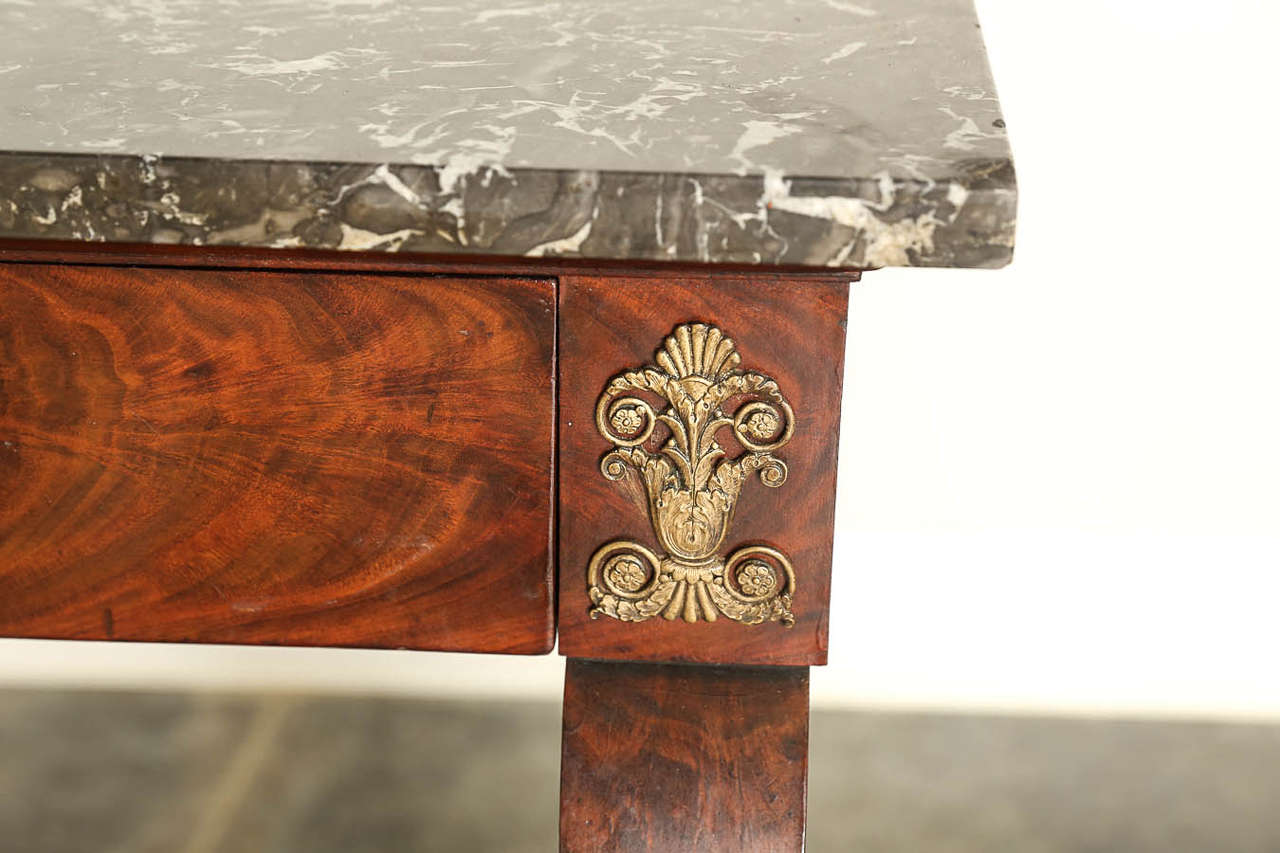 19th Century French Empire Style Console with Original Marble Top 2