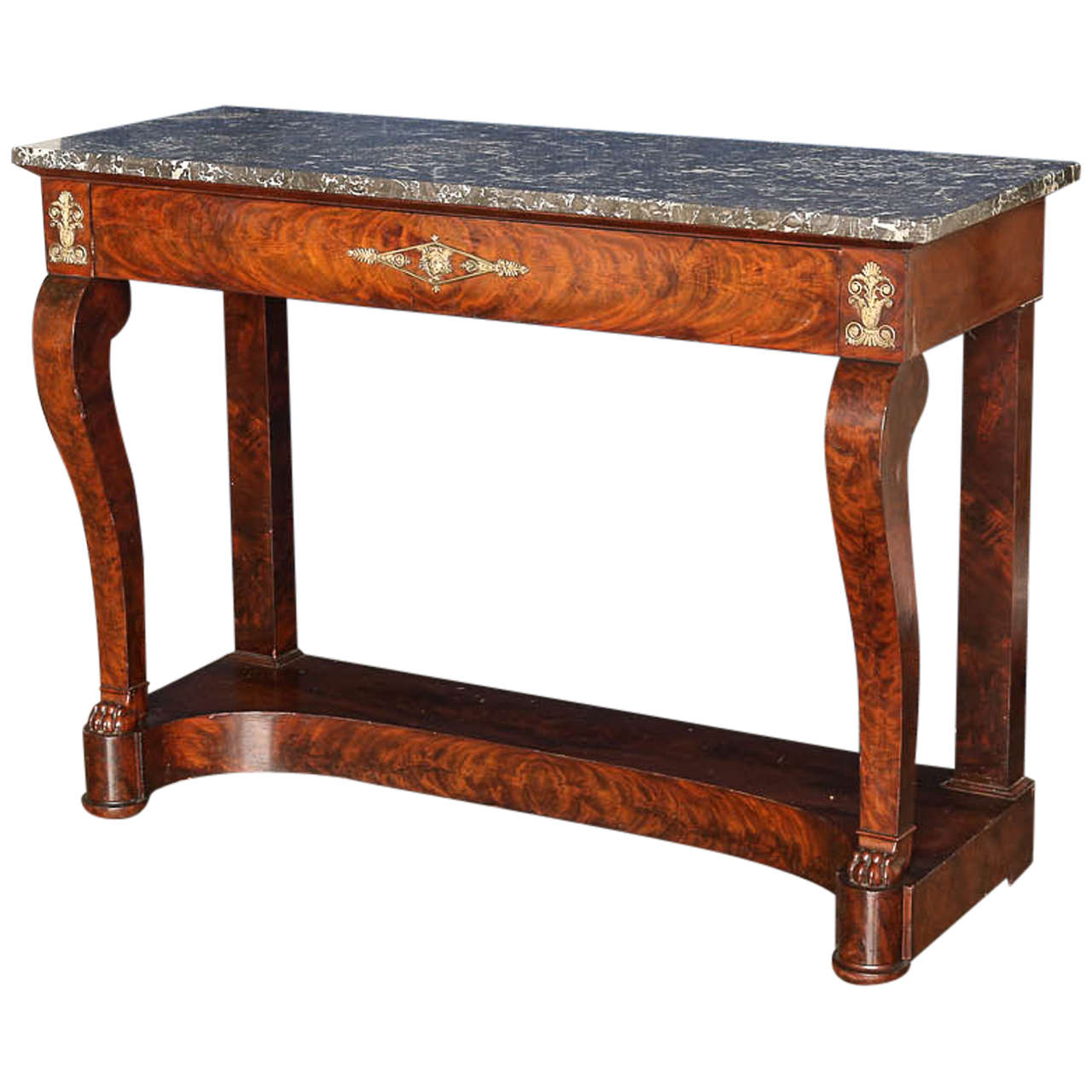 19th Century French Empire Style Console with Original Marble Top