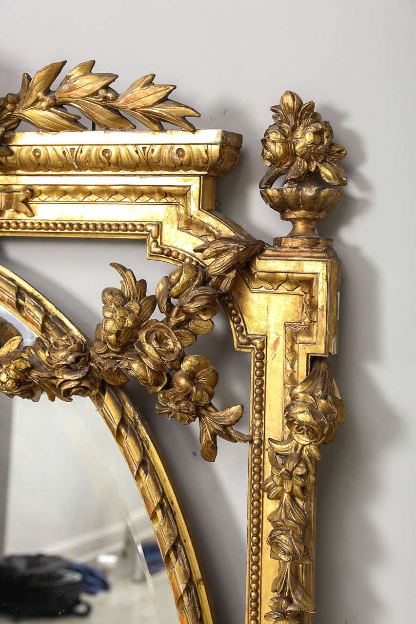 19th Century Louis XVI Style Gold Gilt Mirror In Good Condition In Houston, TX