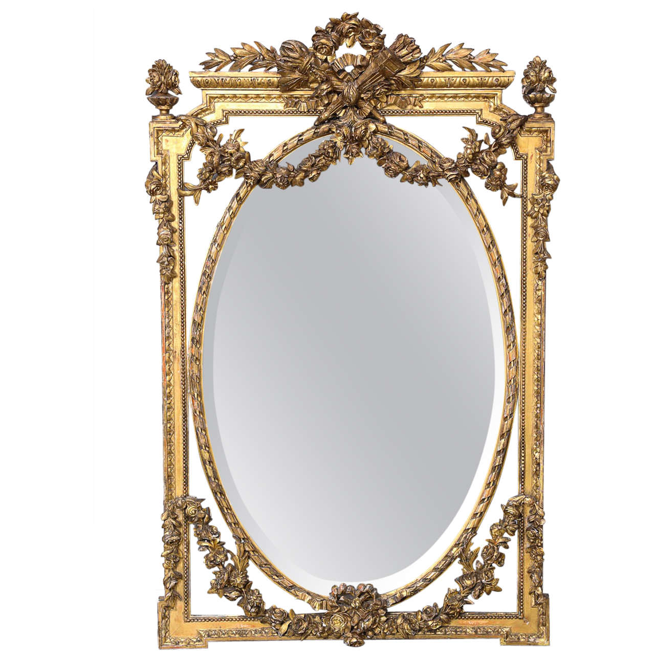 19th Century Louis XVI Style Gold Gilt Mirror