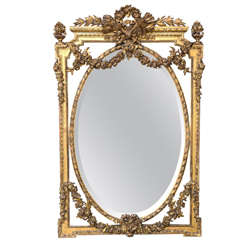 Antique 19th Century Louis XVI Style Gold Gilt Mirror