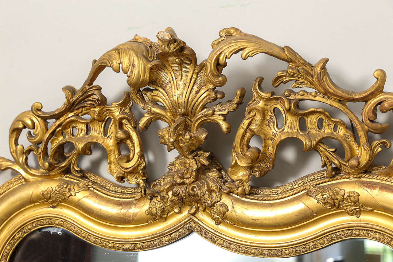 19th Century French Gold Gilt Mirror, Louis XIV Style In Good Condition For Sale In Houston, TX