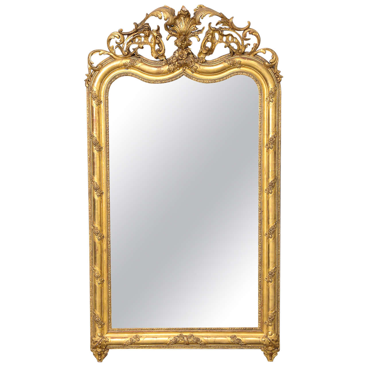 19th Century French Gold Gilt Mirror, Louis XIV Style For Sale
