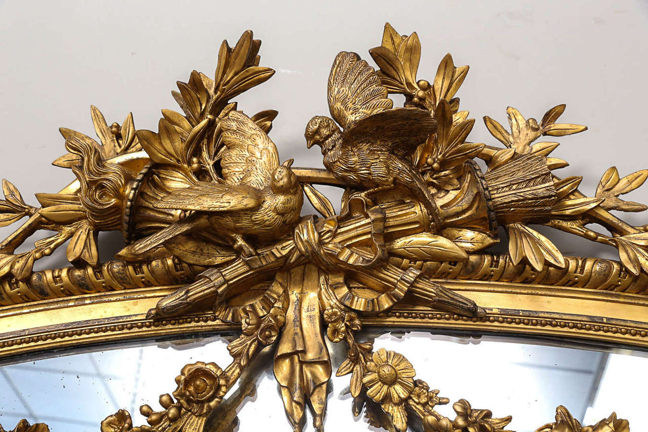 19th Century, French Louis XVI Style Grande Mirror in Gold Gilt 2