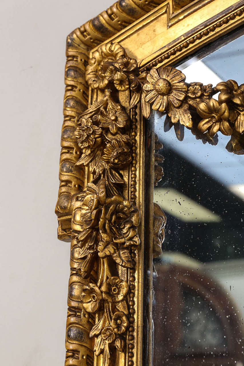 19th Century, French Louis XVI Style Grande Mirror in Gold Gilt 3