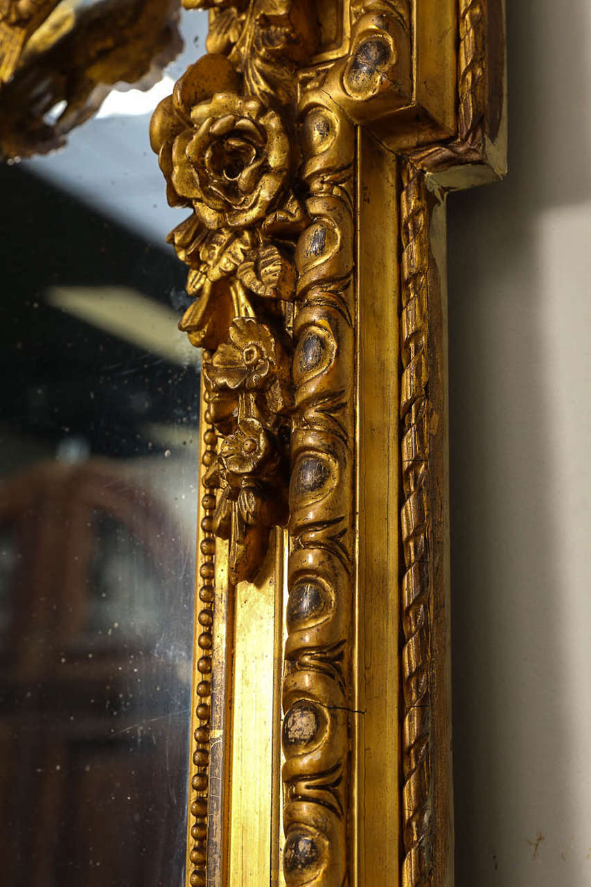 19th Century, French Louis XVI Style Grande Mirror in Gold Gilt 5