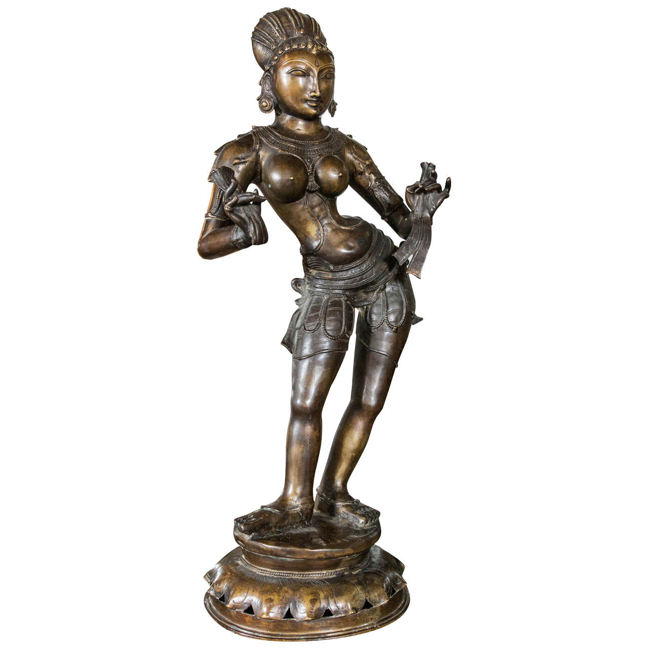 Standing Bronze Figure of a Hindu Goddess For Sale