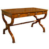 Vintage Inlaid Baker Walnut Desk with 2 Drawers Biedermeyer Style