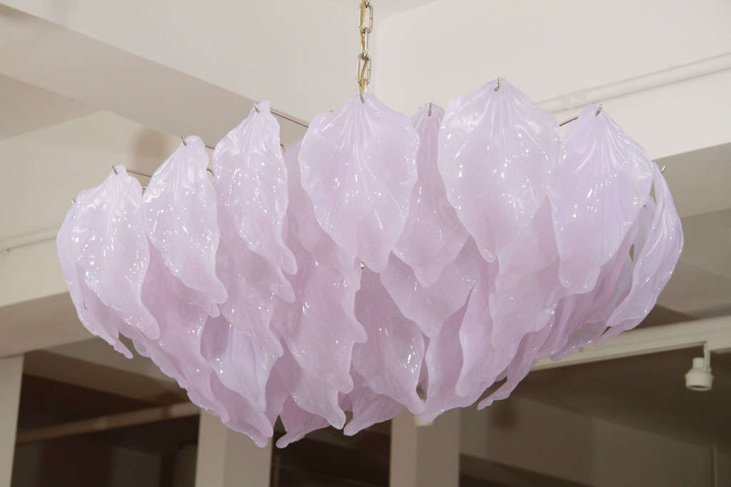 Late 20th Century MURANO GLASS LEAF CHANDELIER