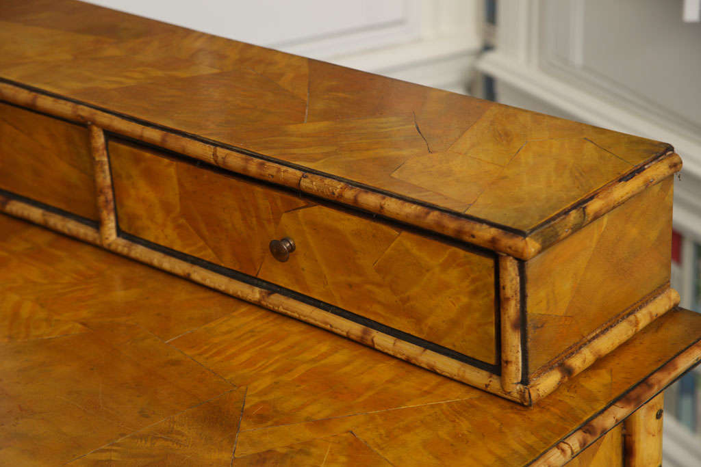 19th Century English Bamboo Desk with Five Drawers 4
