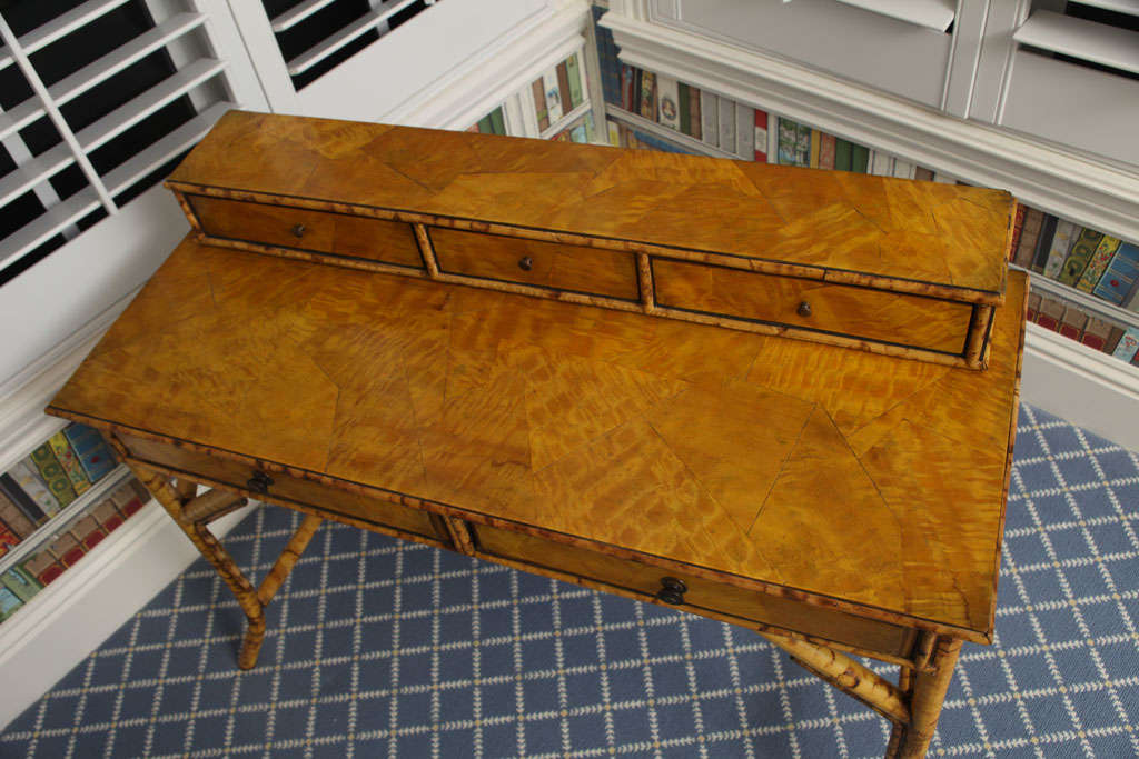 19th Century English Bamboo Desk with Five Drawers 5