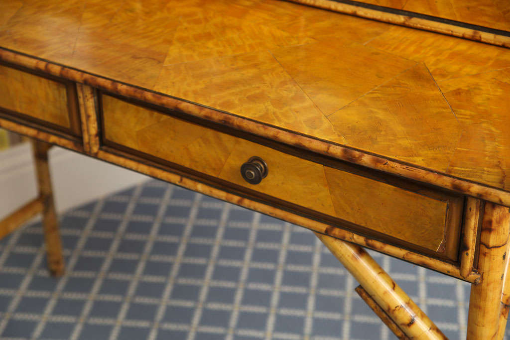 19th Century English Bamboo Desk with Five Drawers 6