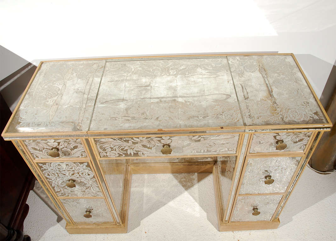 An Eglomise Veneered Vanity/Desk by New Era Glass 1