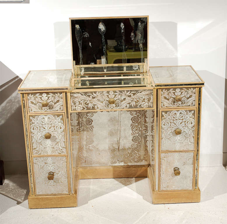 An Eglomise Veneered Vanity/Desk by New Era Glass 3