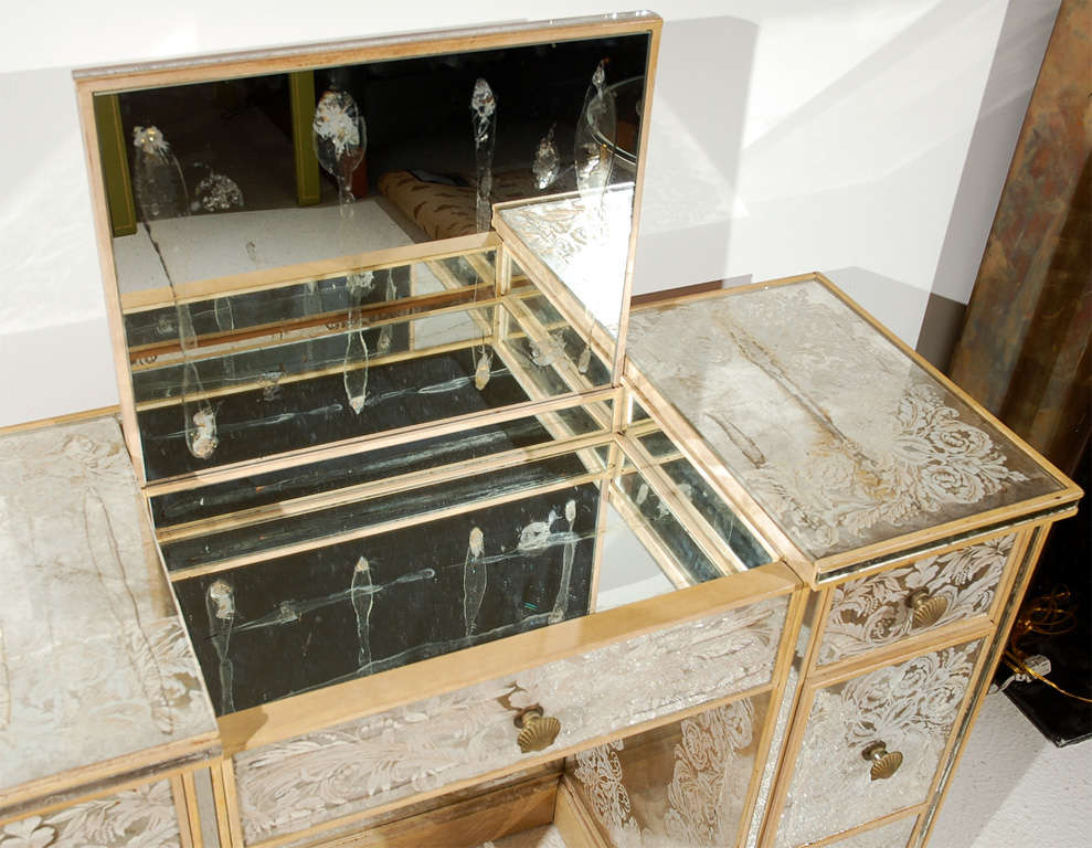 An Eglomise Veneered Vanity/Desk by New Era Glass 4