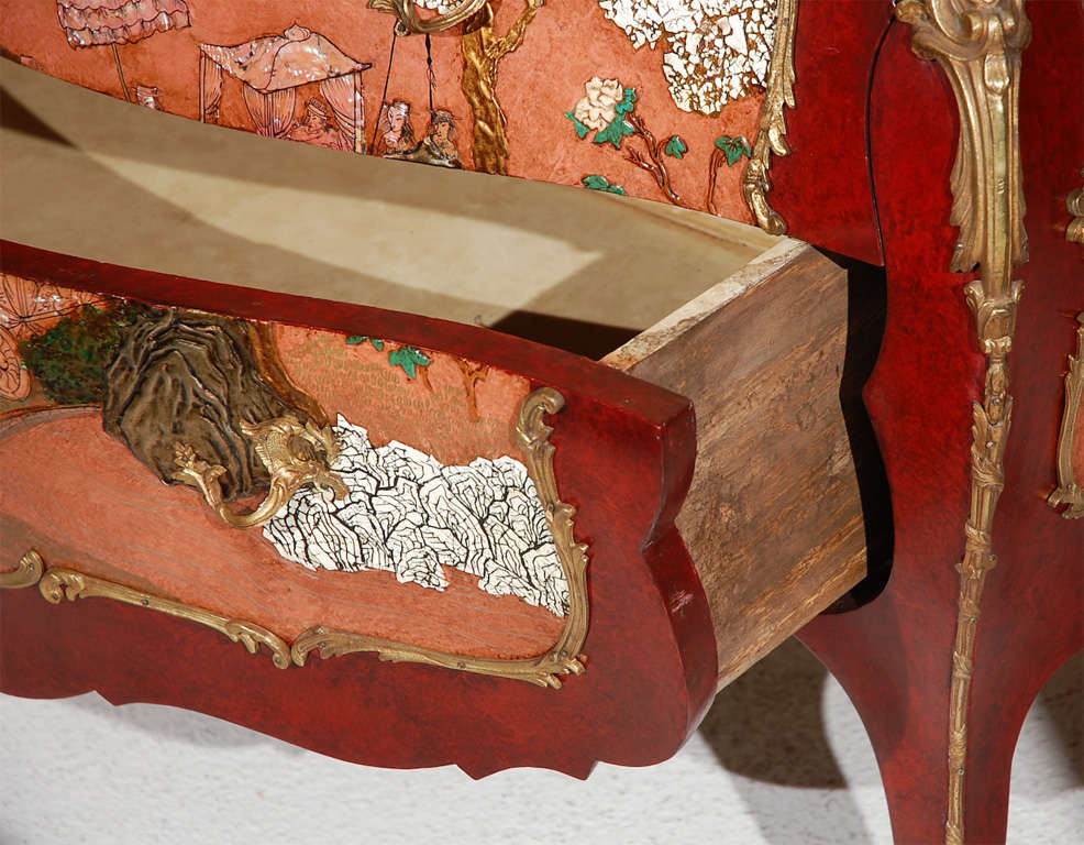 Elegant Continental Decorated Bombe Chest at 1stDibs