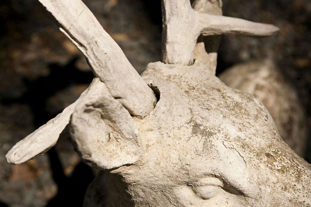 Reclining Large Cement Stag on Platform 4