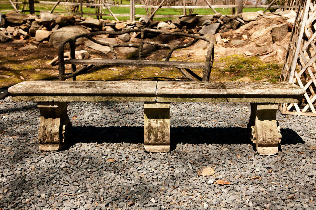 Unusual Long Limestone Bench For Sale 4