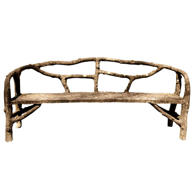 Naturalistic Style Long Cement Bench