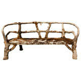 Curved Mossy Cement Bench 3