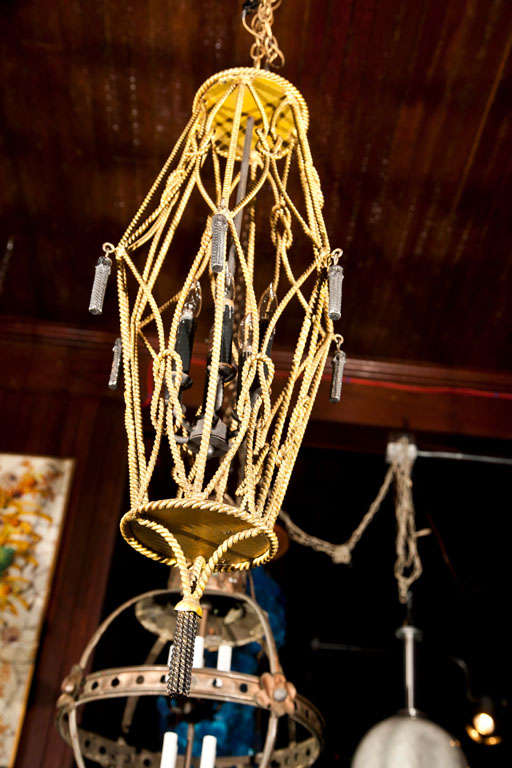 Mid-20th Century Gilt Rope Lantern For Sale