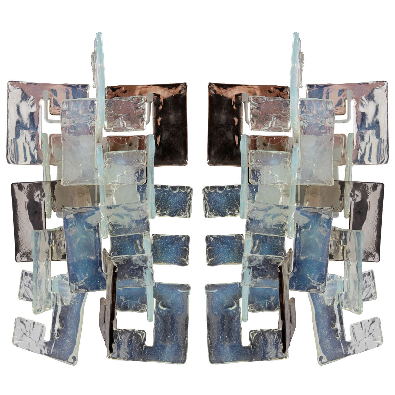 Interlocking "C" Murano Glass Sconces by Mazzega.