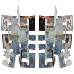Interlocking "C" Murano Glass Sconces by Mazzega.