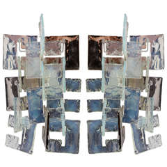 Interlocking "C" Murano Glass Sconces by Mazzega.