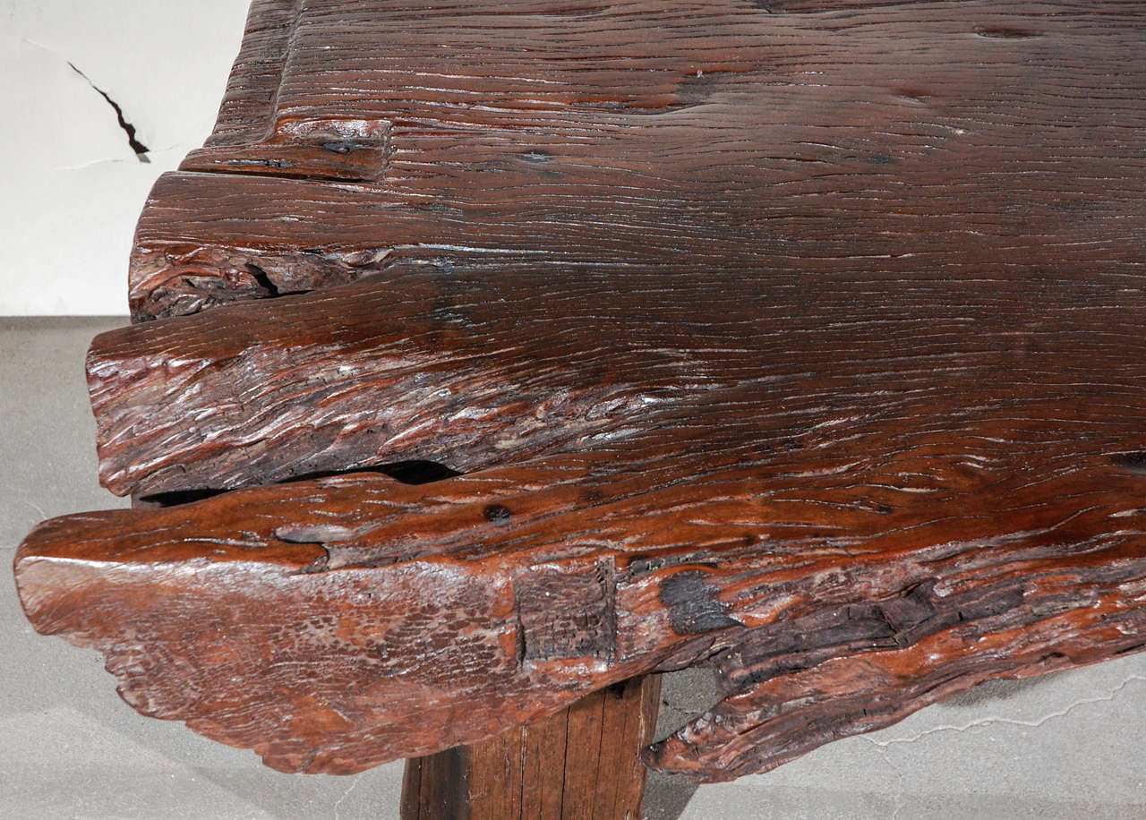 Reclaimed Wood Slab Coffee Table For Sale at 1stDibs