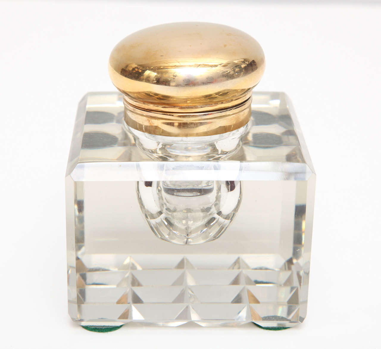 Art Deco Sparkling Cut Crystal Deco Ink Well For Sale