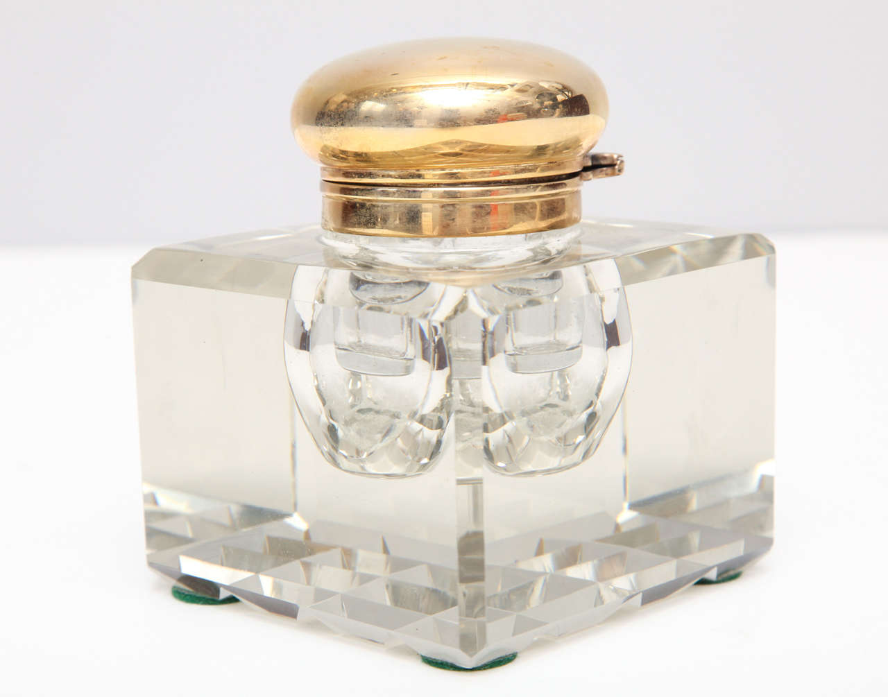 Mid-20th Century Sparkling Cut Crystal Deco Ink Well For Sale