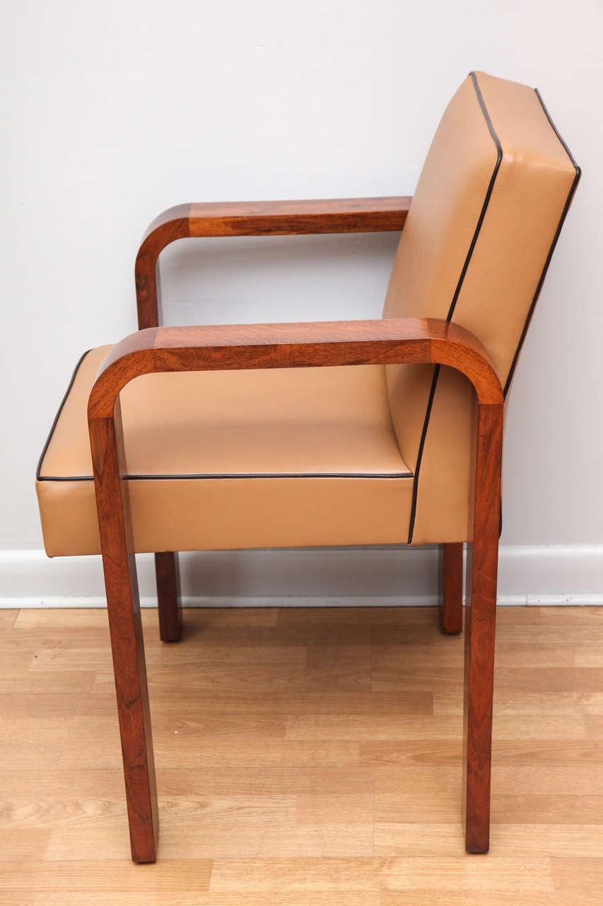 Leather Art Deco Armchair Attributed to DIM or Possibly Jacques Adnet