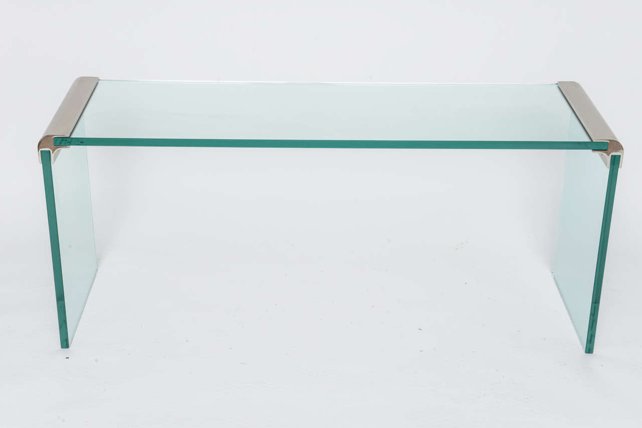 Pace Waterfall Steel & Glass Console or Cocktail Table