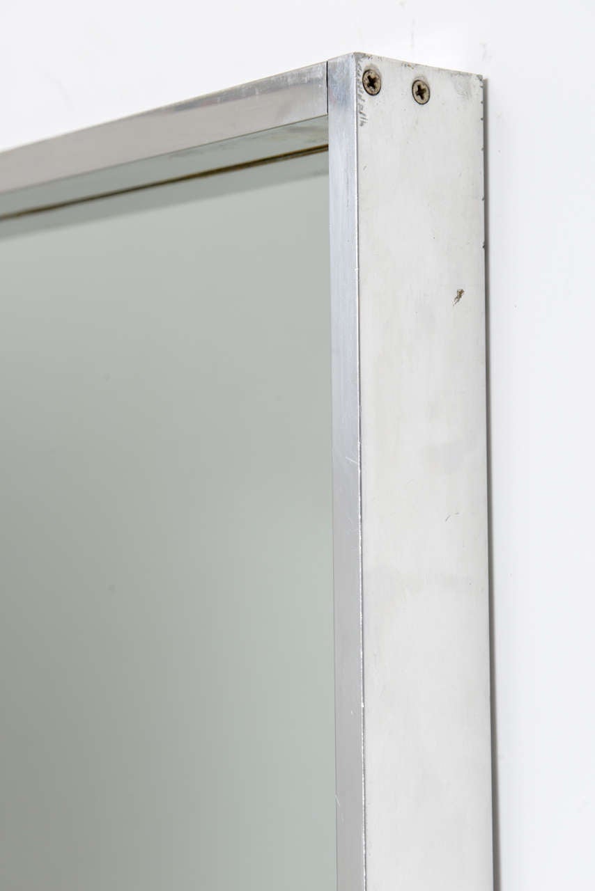 MidCentury Modern Steel Wall Mount Mirror with Shelf at 1stDibs