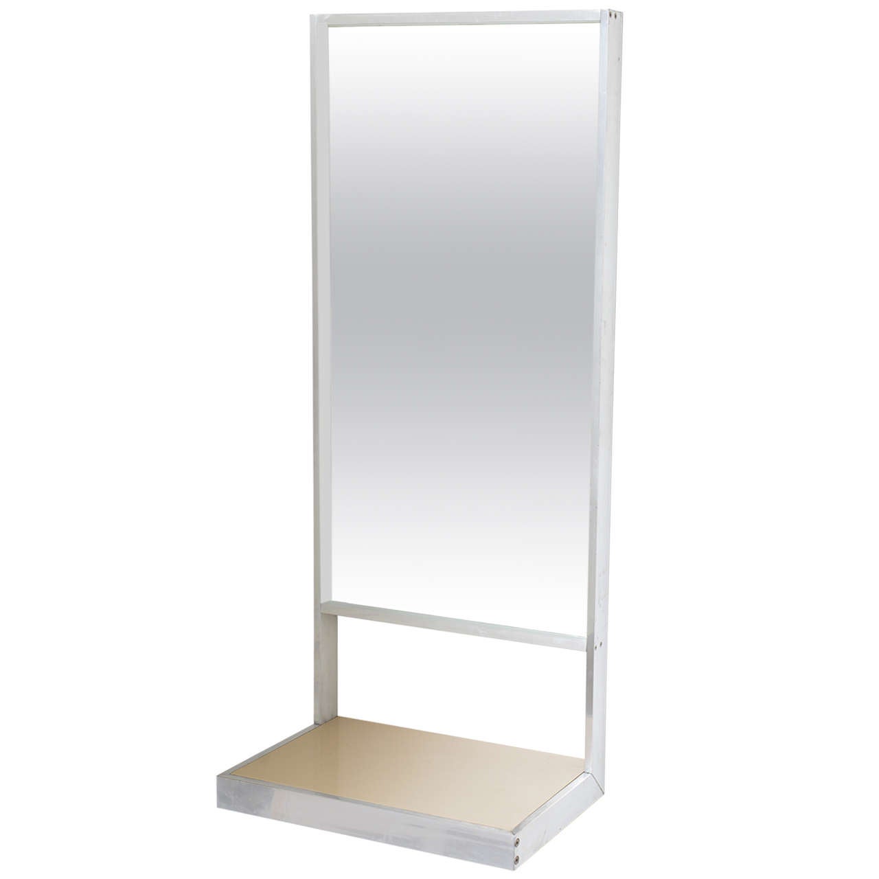 MidCentury Modern Steel Wall Mount Mirror with Shelf at 1stDibs