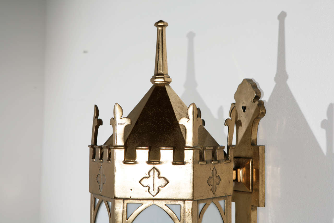 Gothic Pair Of Exterior Cast Bronze Sconces