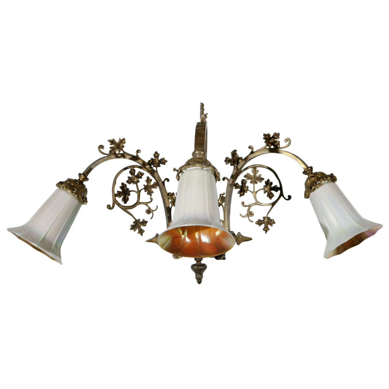 Cast Brass Gothic Sconce For Sale