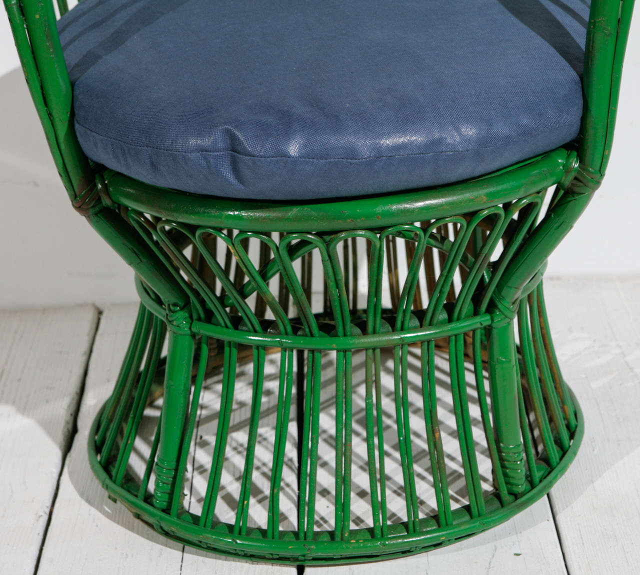 Modern Green Wicker Armchair in the style of Gio Ponti and Lio Carminati | Small